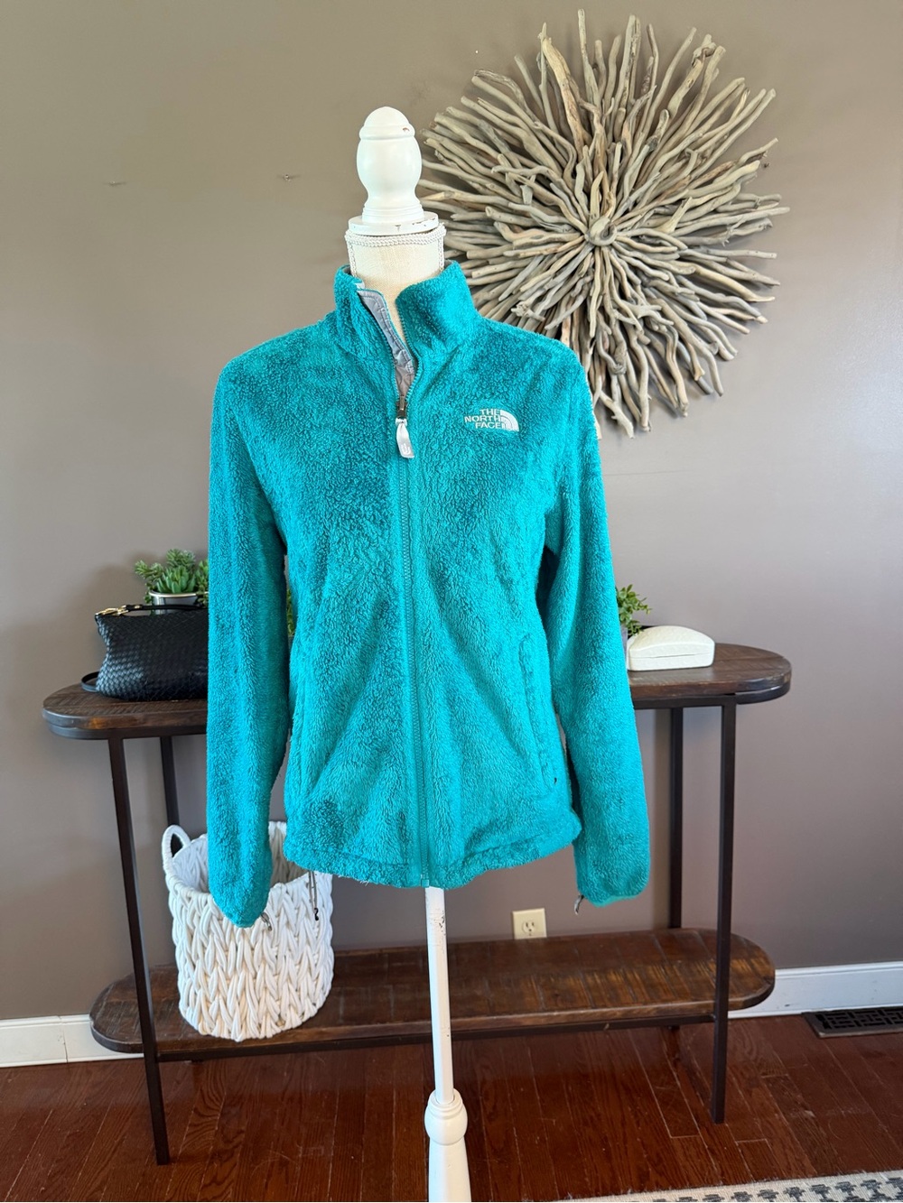Teal North Face Zip Up Jacket